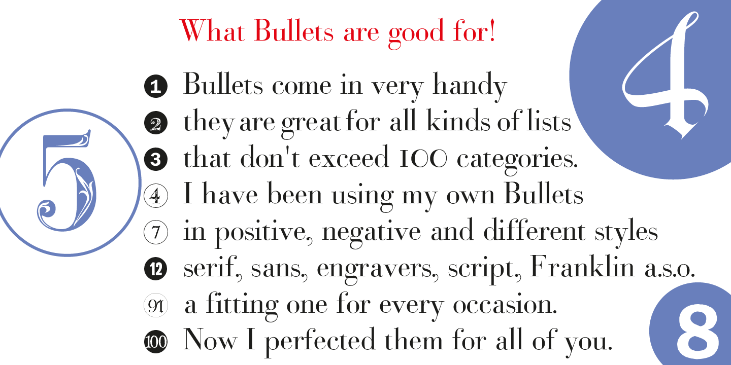 Пример шрифта Bullets #14